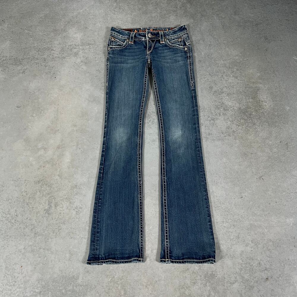 Rock Revival Stephanie Boot Jeans Blue Embroidered Flap Pocket Womens - Size: 27